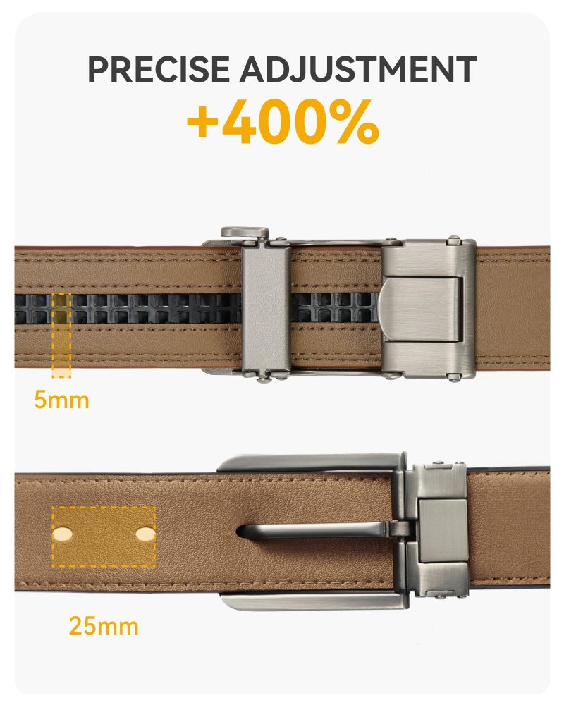 CHAOREN Mens Belt - Mens Ratchet Belt Leather 1 3/8" for Dress Pant - Micro Adjustable Belt Fit Everywhere - Image 3